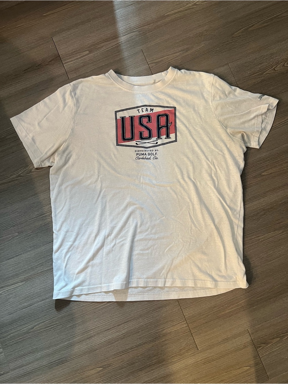 Puma White Short-Sleeve Team USA Graphic Tee with Red Logo